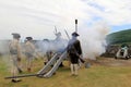 Men in period costume, preparing for canon demonstration, Fort Ticonderoga, New York, 2016