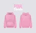 Men pink hoody. Realistic jumper mockup. Long sleeve hoody template clothing