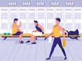 Men in place with locker of sport gym Royalty Free Stock Photo