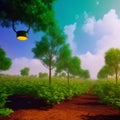 men are planting trees and watering them to help increase oxygen in the air and reduce global warming, Save world save l