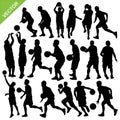 Men play basketball silhouettes vector