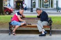 Men play chess. Royalty Free Stock Photo