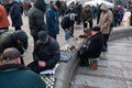 Men play chess outdoor on the main square of capital in Kyiv Royalty Free Stock Photo
