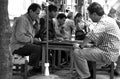 Men play tavla game in street, Istanbul, Royalty Free Stock Photo