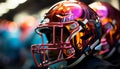 Men playing American football at night, wearing sports helmets generated by AI Royalty Free Stock Photo