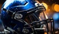 Men playing American football outdoors wearing blue helmets generated by AI Royalty Free Stock Photo