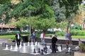 Men playing chess in park