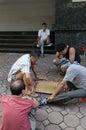 Men is playing Chinese chess on street in Hanoi Royalty Free Stock Photo