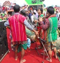 Men playing Flutes and Drum for Folk Dance of Assam, India