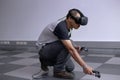 Men Playing Virtual Reality with Hololens with effects