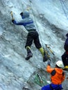 Men practising to climb glacier