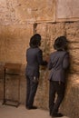 Men Praying at Wailing Wall - Old Jerusalem, Israel Royalty Free Stock Photo