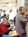 Men praying at the Western Wall, Wailing Wall, Jerusalem, Israel Royalty Free Stock Photo