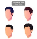 Men Profile View haircut and head Side View, Modern Male Hair Style Collection