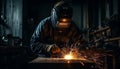 Men in protective workwear welding metal with expertise in steel industry generated by AI Royalty Free Stock Photo