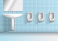 Men public toilet room minimalist realistic vector mockup Royalty Free Stock Photo