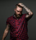 Men with beard and tattos on hands Royalty Free Stock Photo