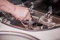 Repairing Broken RV Stove Royalty Free Stock Photo