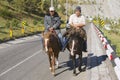 Men ride on horseback in Almaty, Kazakhstan. Royalty Free Stock Photo