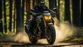 Men riding motorcycles in the outdoors, experiencing the thrill of adventure generated by AI Royalty Free Stock Photo