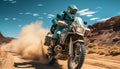 Men riding motorcycles in the outdoors, experiencing the thrill of adventure generated by AI Royalty Free Stock Photo