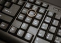 Men ring at home button on computer keyboard Royalty Free Stock Photo
