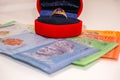 Men ring inside red box with Malaysian currency notes Royalty Free Stock Photo