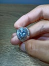 Men ring white gemstone set with diamonds cz grade A Royalty Free Stock Photo