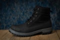 Men\'s black boot. Stylish winter shoe Royalty Free Stock Photo