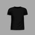 Men`s black t-shirt design template on gray background