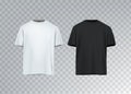 Men's black and white short sleeve t-shirt mockup. Front view. Vector template