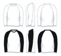 Men`s Blank Black and White Long Sleeve Raglan Shirt