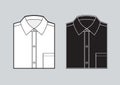 Men`s blank folded shirt template. Two shirts set. Black and white shirts. Vector Royalty Free Stock Photo