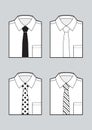 Men`s blank folded shirts with ties set. Black and white sketch. Royalty Free Stock Photo