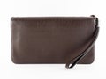 Men`s brown clutch purse. Wallet on white background Royalty Free Stock Photo