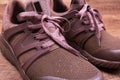 Men`s brown sneakers close-up Royalty Free Stock Photo