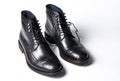 Men& x27;s classic black deep shoes isolated on white background. Modern men& x27;s black shoes