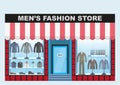 Men`s clothing store. Men`s fashion boutique clothing and footwear.. Royalty Free Stock Photo