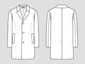 Men`s coat. Fashion sketch. Flat technical drawing