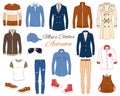 Men`s Fashion set, clothes and accessories, vector illustration Royalty Free Stock Photo