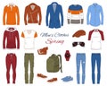 Men`s Fashion set, clothes and accessories, vector illustration Royalty Free Stock Photo