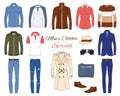 Men`s Fashion set, clothes and accessories, vector illustration Royalty Free Stock Photo