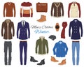 Men`s Fashion set, clothes and accessories, vector illustration Royalty Free Stock Photo