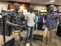 Men`s fashions in a department store. Royalty Free Stock Photo