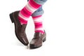 Men`s feet in stylish shoes and funny socks Royalty Free Stock Photo