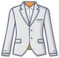 Men's formal white suit jacket with collared shirt illustration Royalty Free Stock Photo