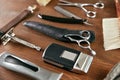 Men`s Grooming Tools. Barber Shop Equipment And Supplies Royalty Free Stock Photo