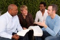 Men`s Group Bible Study. Multicultural small group. Royalty Free Stock Photo