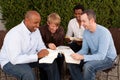 Men`s Group Bible Study. Multicultural small group. Royalty Free Stock Photo