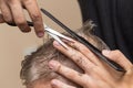 Men`s hair cutting scissors in a beauty salon Royalty Free Stock Photo